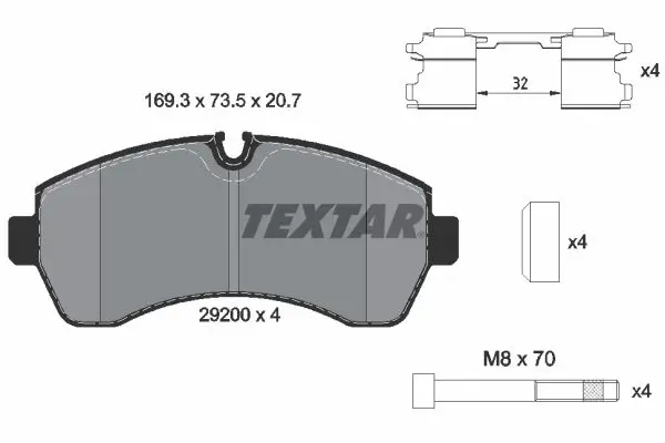 Handler.Part Brake pad set, disc brake TEXTAR 2920002 1