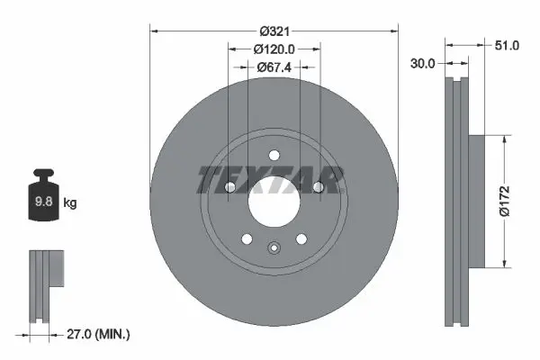 Handler.Part Brake disc TEXTAR 92187005 1