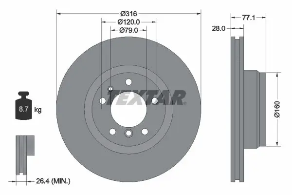 Handler.Part Brake disc TEXTAR 92071403 1