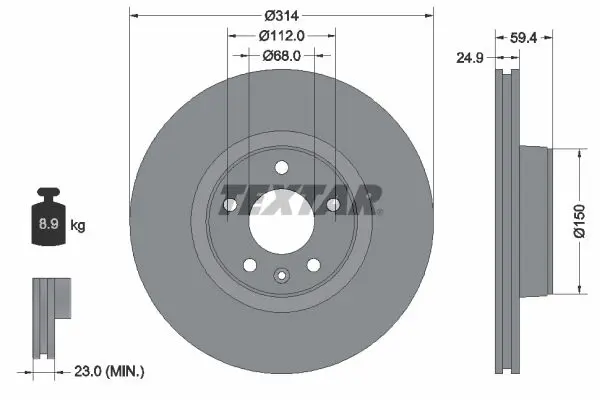 Handler.Part Brake disc TEXTAR 92132205 1