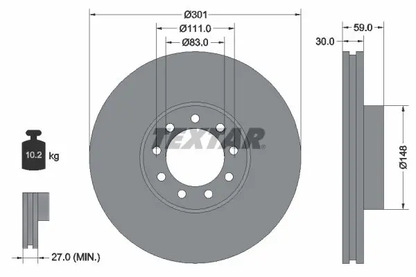 Handler.Part Brake disc TEXTAR 93177603 1