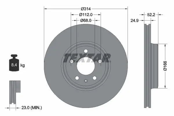 Handler.Part Brake disc TEXTAR 92159903 1