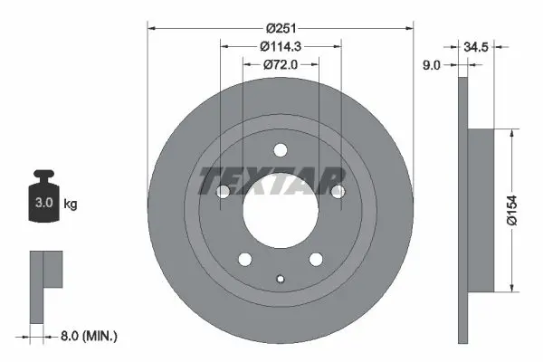 Handler.Part Brake disc TEXTAR 92169300 1