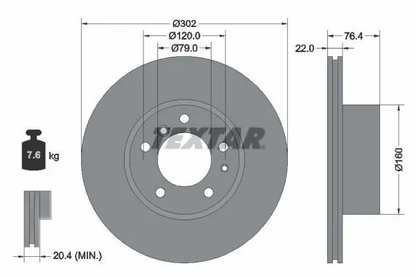 Handler.Part Brake disc TEXTAR 92042200 1