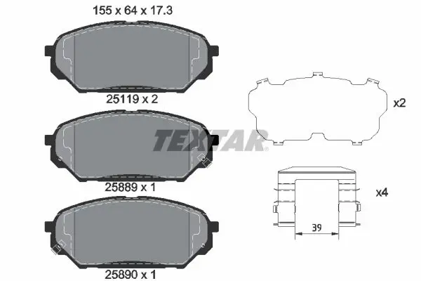 Handler.Part Brake pad set, disc brake TEXTAR 2511901 1