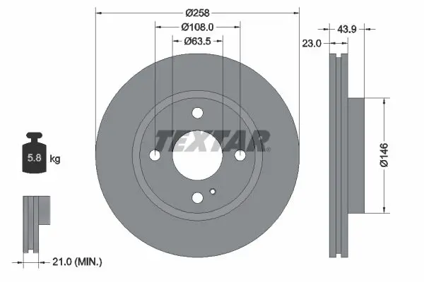 Handler.Part Brake disc TEXTAR 92176003 1