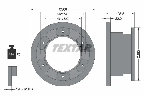 Handler.Part Brake disc TEXTAR 93127300 1