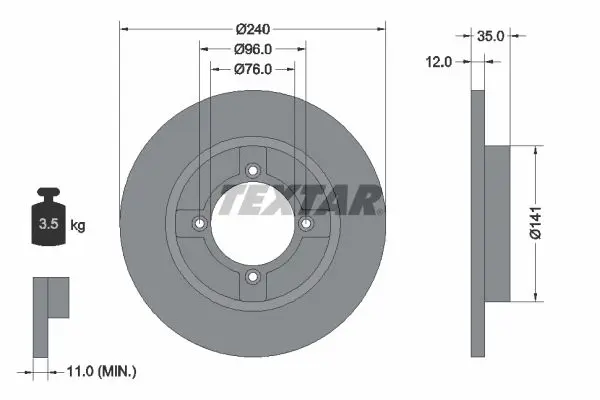 Handler.Part Brake disc TEXTAR 92029300 1