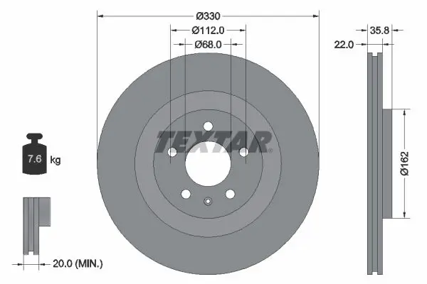 Handler.Part Brake disc TEXTAR 92238305 1