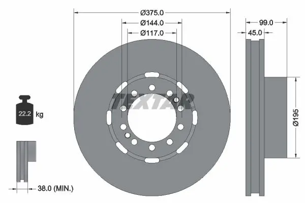 Handler.Part Brake disc TEXTAR 93192400 1