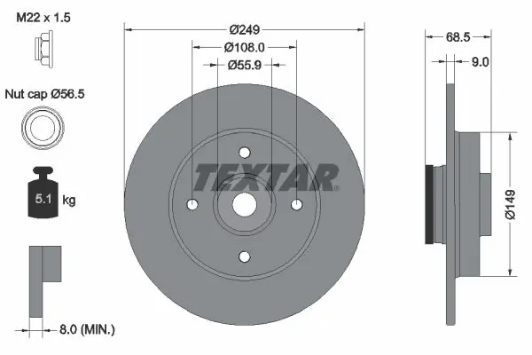 Handler.Part Brake disc TEXTAR 92133303 1