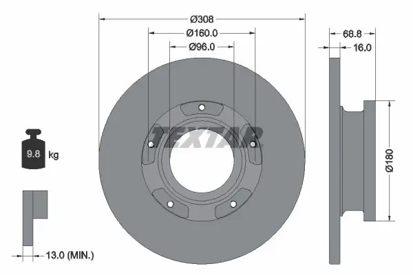 Handler.Part Brake disc TEXTAR 92273903 1