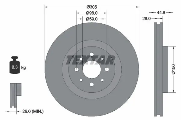 Handler.Part Brake disc TEXTAR 92228503 1