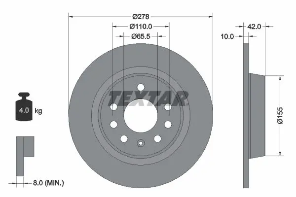 Handler.Part Brake disc TEXTAR 92167603 1