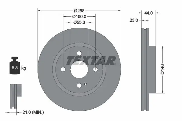 Handler.Part Brake disc TEXTAR 92166803 1