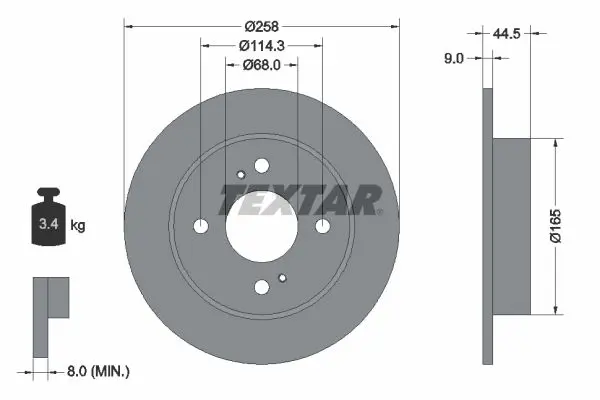 Handler.Part Brake disc TEXTAR 92080200 1