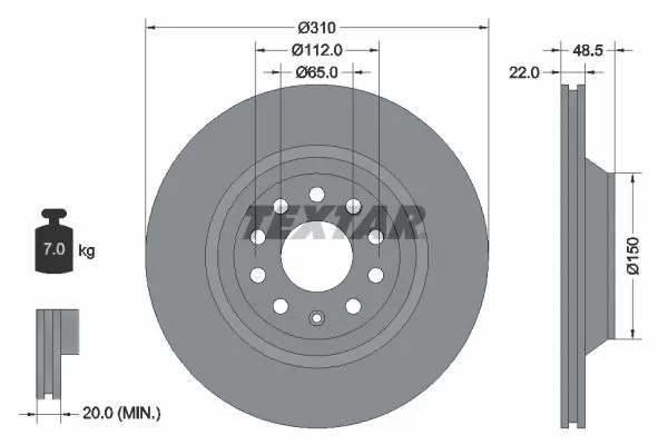 Handler.Part Brake disc TEXTAR 92140703 1