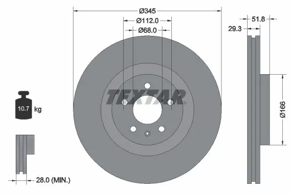 Handler.Part Brake disc TEXTAR 92160203 1