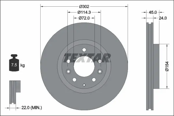 Handler.Part Brake disc TEXTAR 92261503 1