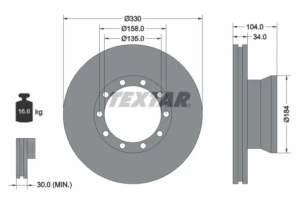 Handler.Part Brake disc TEXTAR 93085400 1