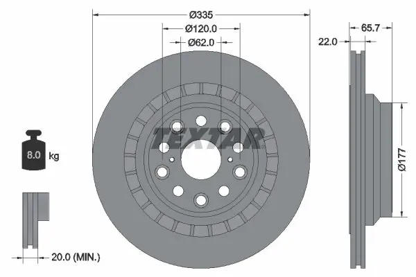 Handler.Part Brake disc TEXTAR 92224503 1