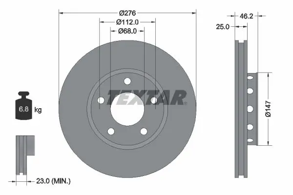 Handler.Part Brake disc TEXTAR 92037200 1