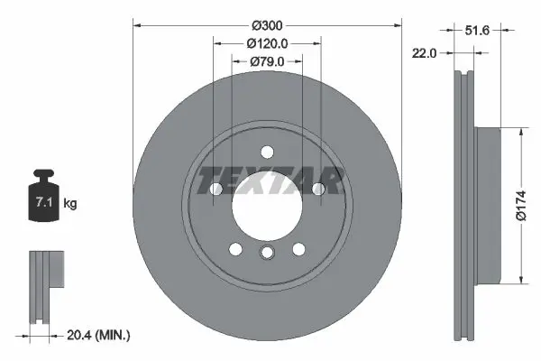 Handler.Part Brake disc TEXTAR 92097203 1