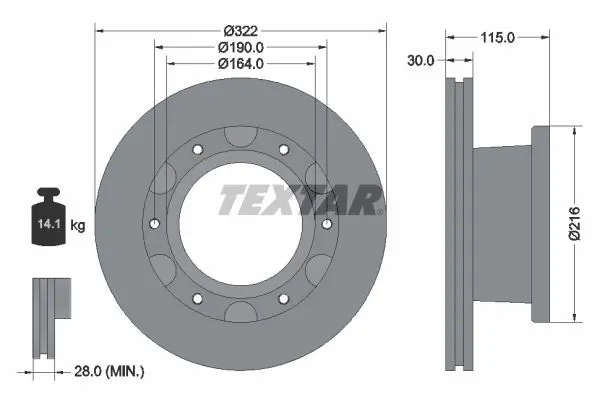 Handler.Part Brake disc TEXTAR 93128200 1