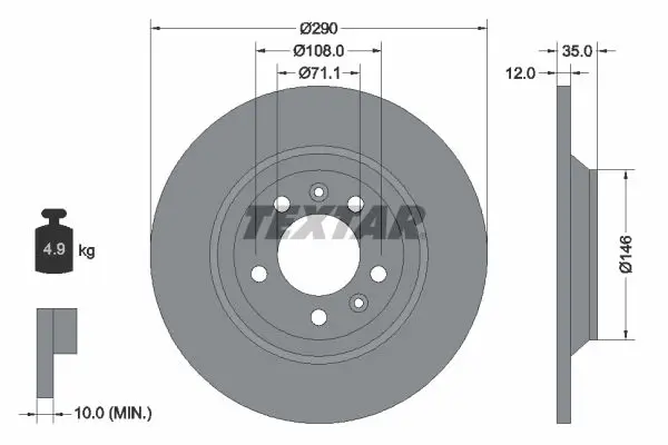 Handler.Part Brake disc TEXTAR 92129603 1