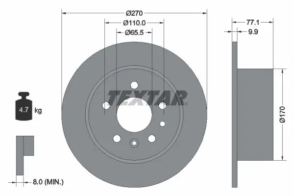 Handler.Part Brake disc TEXTAR 92066300 1