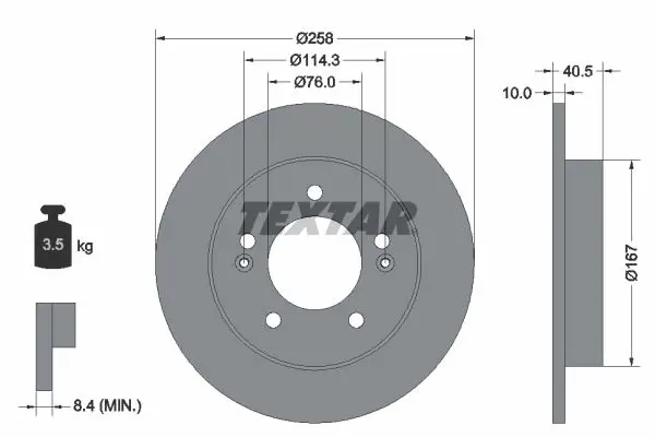 Handler.Part Brake disc TEXTAR 92226103 1