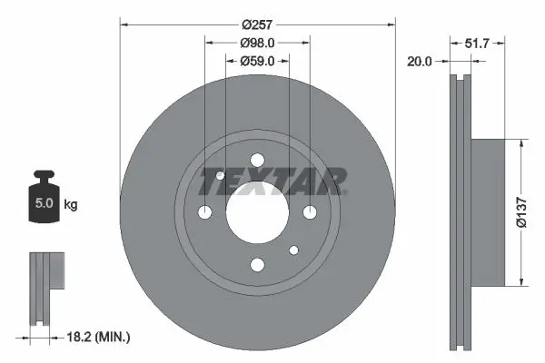 Handler.Part Brake disc TEXTAR 92044200 1