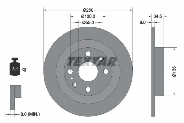 Handler.Part Brake disc TEXTAR 92061700 1