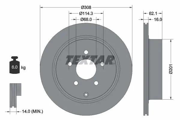 Handler.Part Brake disc TEXTAR 92149303 1