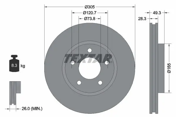 Handler.Part Brake disc TEXTAR 92098900 1