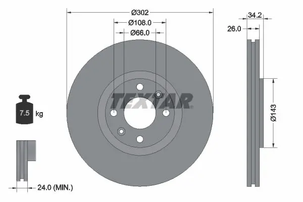 Handler.Part Brake disc TEXTAR 92168503 1