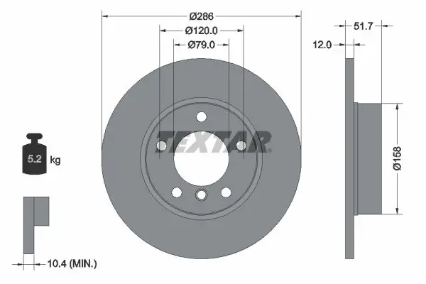 Handler.Part Brake disc TEXTAR 92055500 1