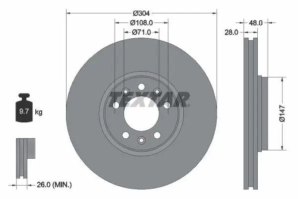 Handler.Part Brake disc TEXTAR 92157003 1