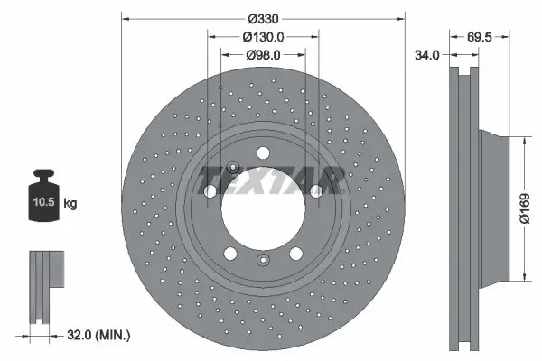 Handler.Part Brake disc TEXTAR 92150007 1