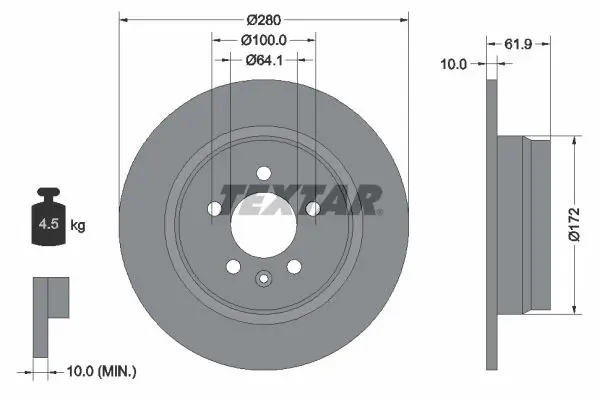 Handler.Part Brake disc TEXTAR 92103500 1