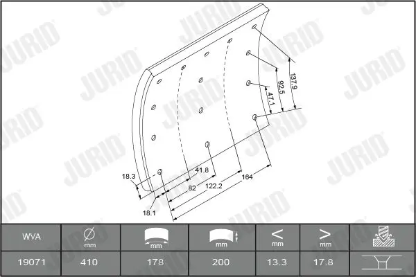 Handler.Part Brake lining kit, drum brake JURID 1907101070 3