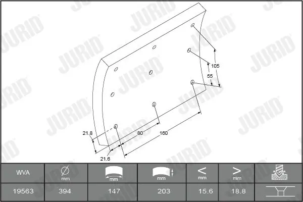 Handler.Part Brake lining kit, drum brake JURID 1956201230 2