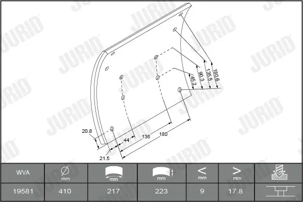 Handler.Part Brake lining kit, drum brake JURID 1958111820 1