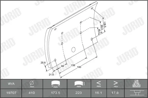 Handler.Part Brake lining kit, drum brake JURID 1958111820 2