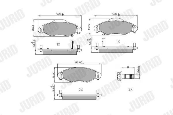 Handler.Part Brake pad set, disc brake JURID 572510J 1