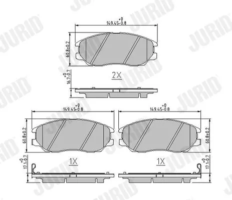 Handler.Part Brake pad set, disc brake JURID 572518J 1