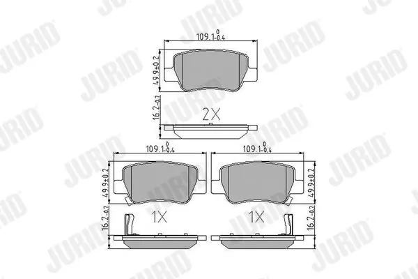 Handler.Part Brake pad set, disc brake JURID 572627J 1