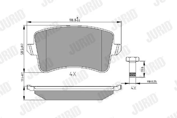 Handler.Part Brake pad set, disc brake JURID 573259J 1