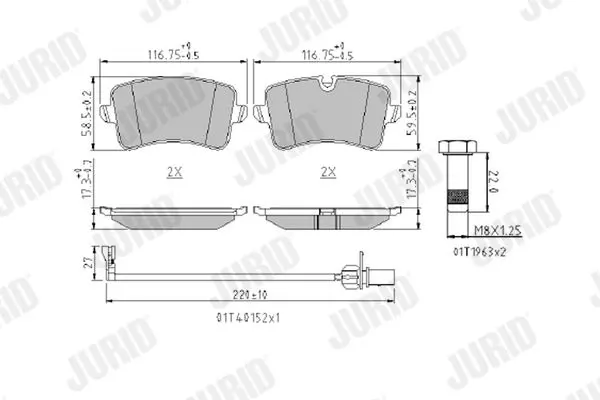 Handler.Part Brake pad set, disc brake JURID 573428J 1