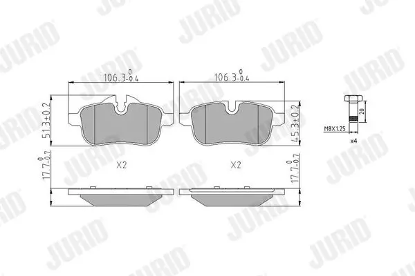 Handler.Part Brake pad set, disc brake JURID 573651J 1